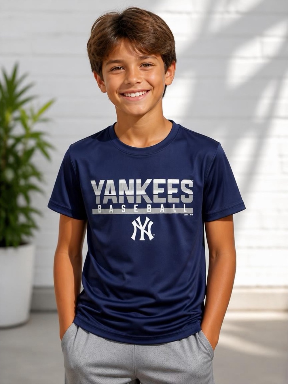 Genuine Merchandise Navy Blue Yankees Baseball Short Sleeve Tee